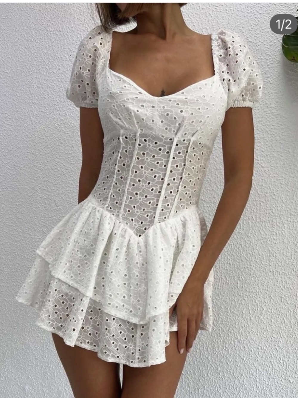 White Eyelet Mini Dress